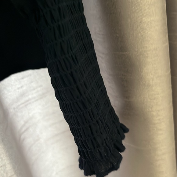 Nanette Lepore S navy blue blouses neck long sleeve with ruching pleated should - Picture 4 of 12